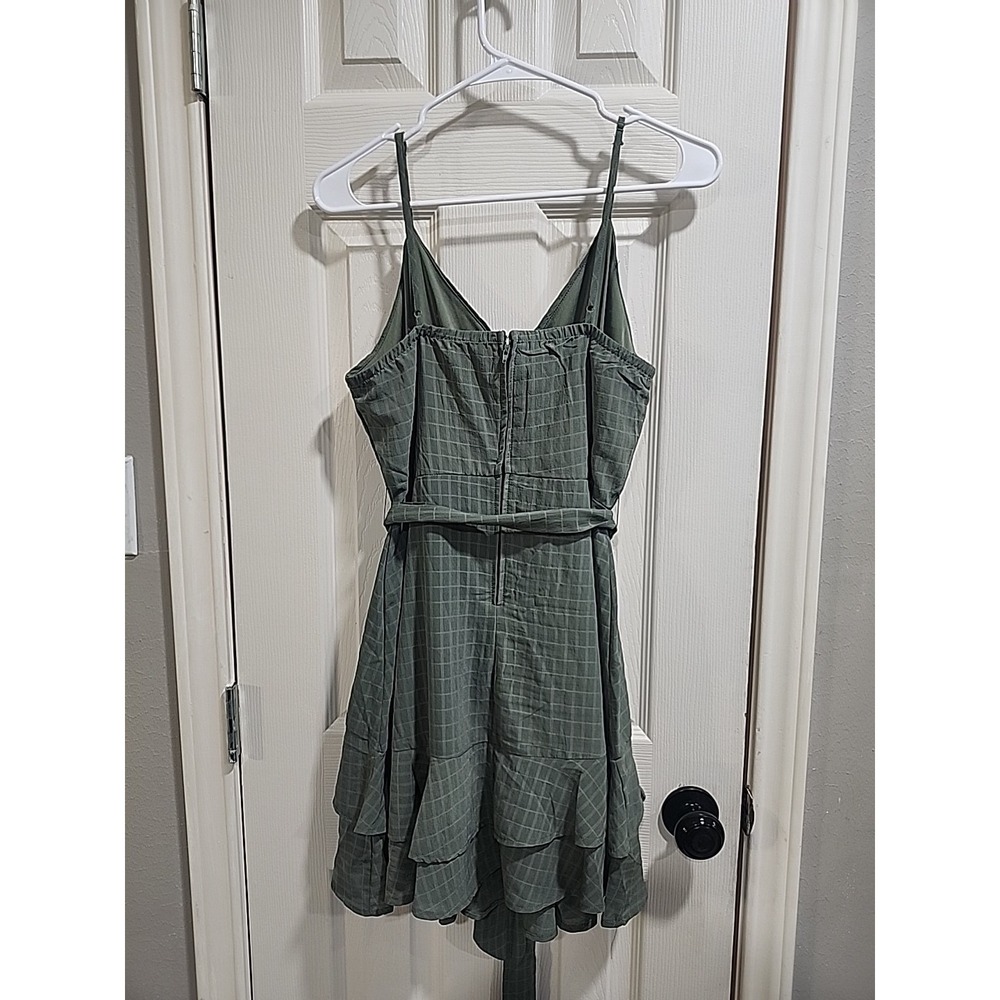 Ruffle Tiered Sage Green  mini dress size M flare cami Top Fairycore  Dainty - Picture 7 of 16